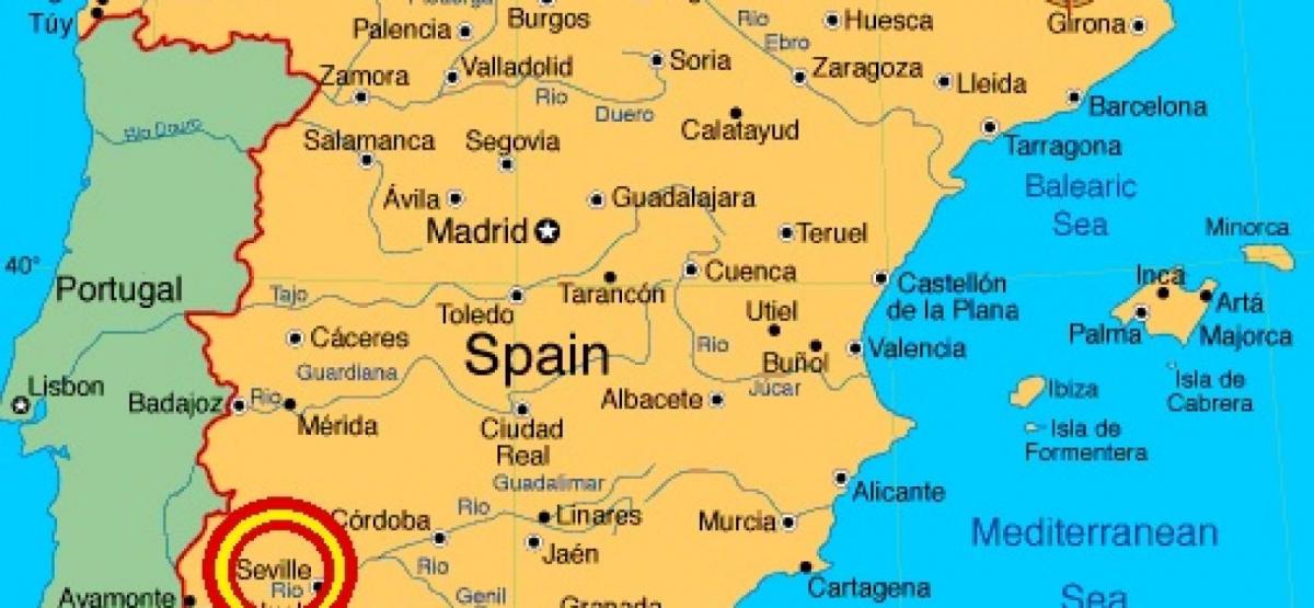 espainiako mapa erakutsiz Sevilla