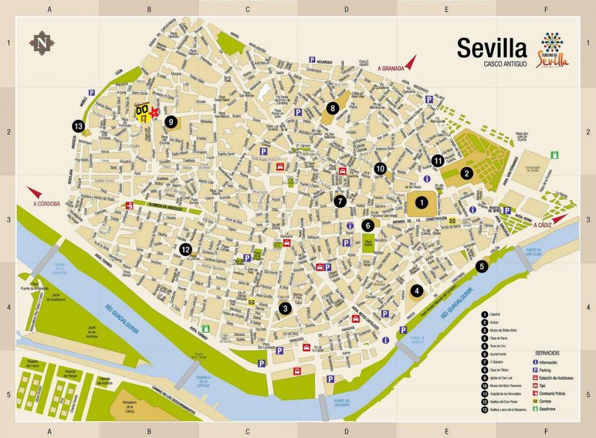 mapa doan kale-mapa Sevilla, espainia