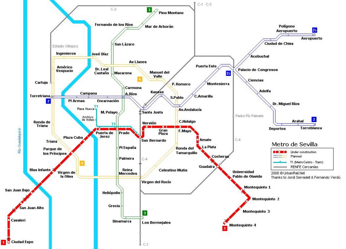 mapa Sevillako metro