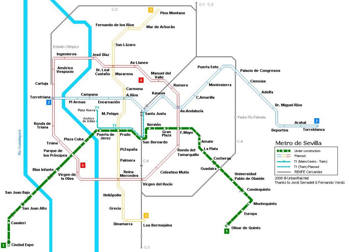mapa Sevilla tren geltokia