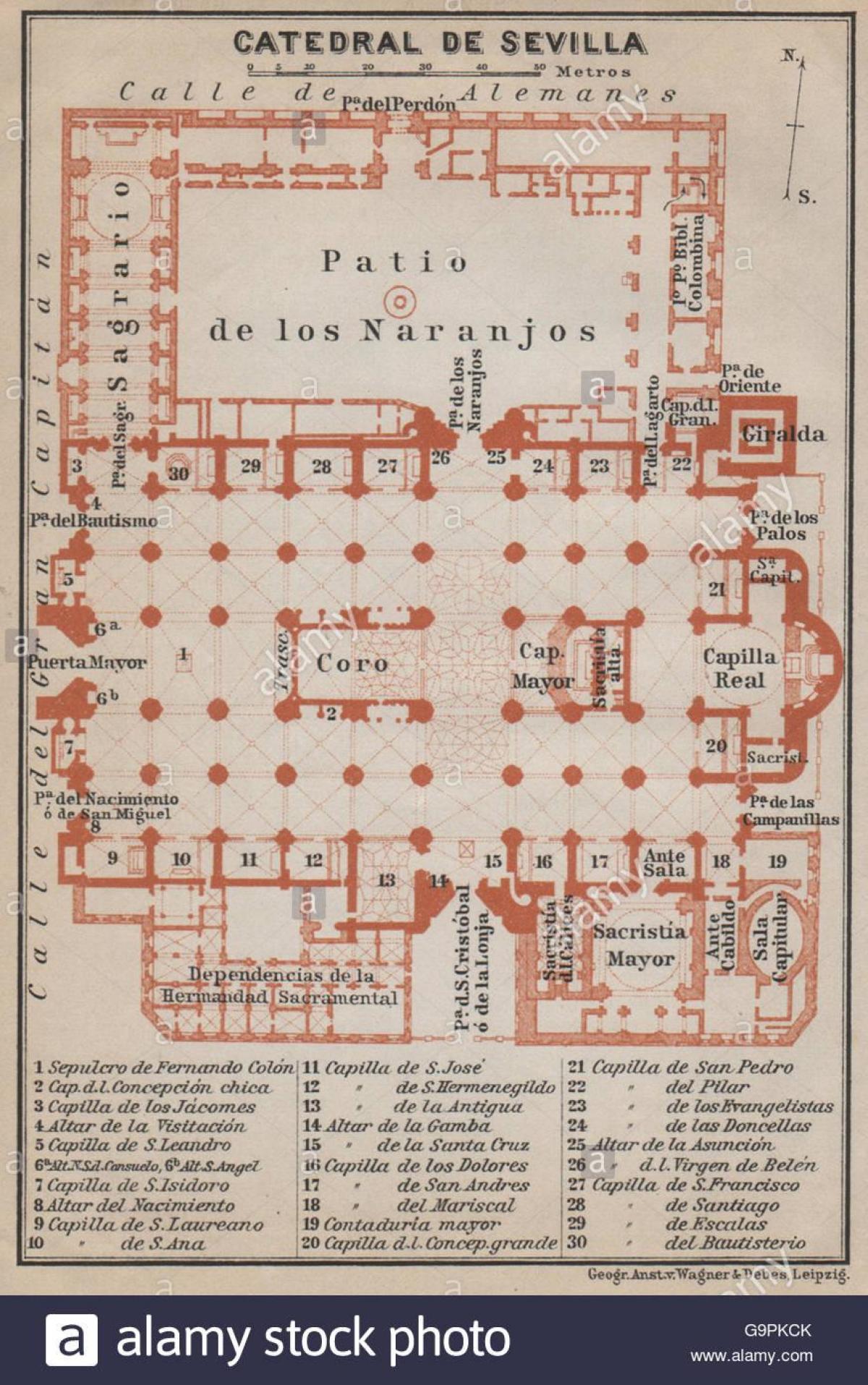 mapa Sevillako katedrala