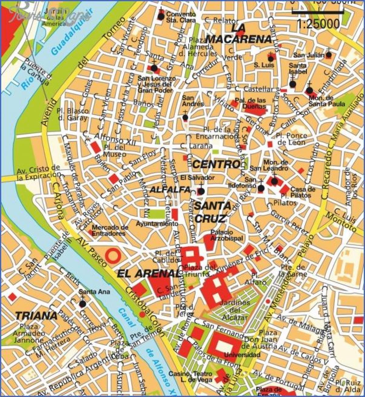 Sevilla espainiako mapa turistikoak