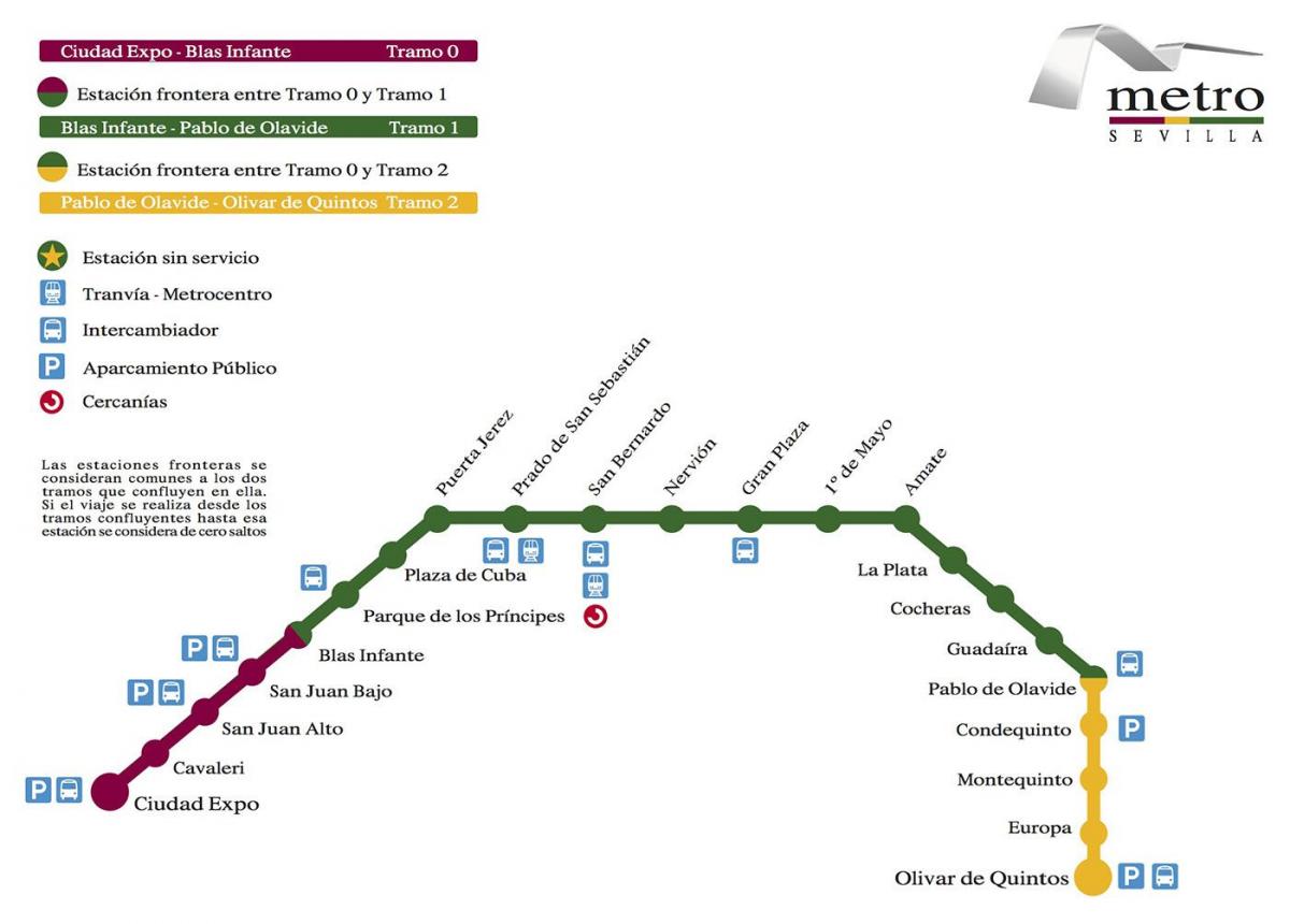 mapa Sevillako metroa