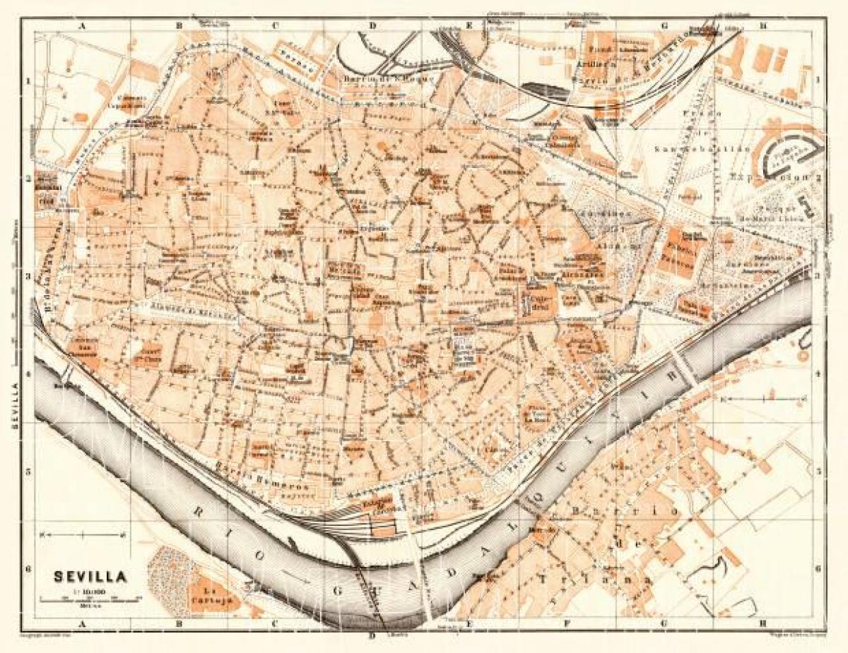 mapa zaharra Sevilla, espainia
