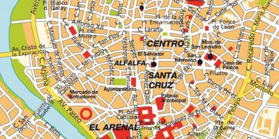 Mapa Sevilla espainiako hiri zentroa